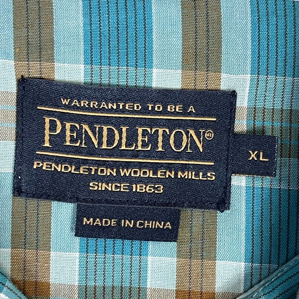 Pendleton Shirt Adult Extra Large Blue/Brown Plaid Long Sleeve Chest Pocket Mens - Picture 7 of 10